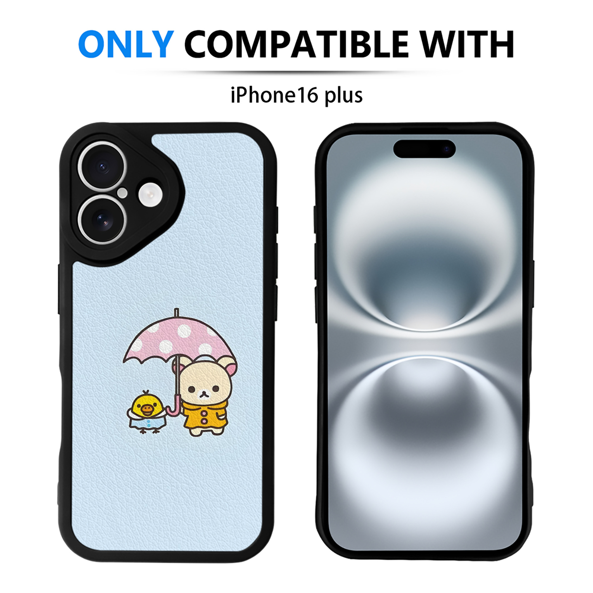 （画像用） リラックマ リラックマ キイロイトリ Rilakkuma Korilakkuma Kiiroitori 【iPhone 16シリーズ対応】シリコンスマホケース（レザー調） 材質：シリコン